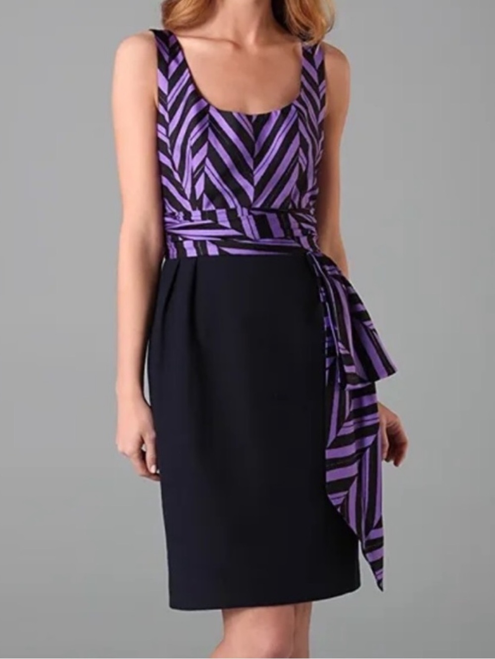 Milly New York Silk Cotton Dress Navy Purple Dressy Colorful Wedding Event Sz 4